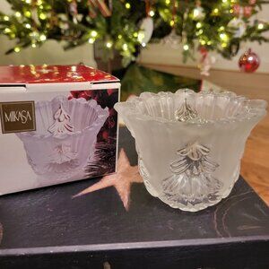 Mikasa Crystal Frosted Christmas Tree Candle Holder